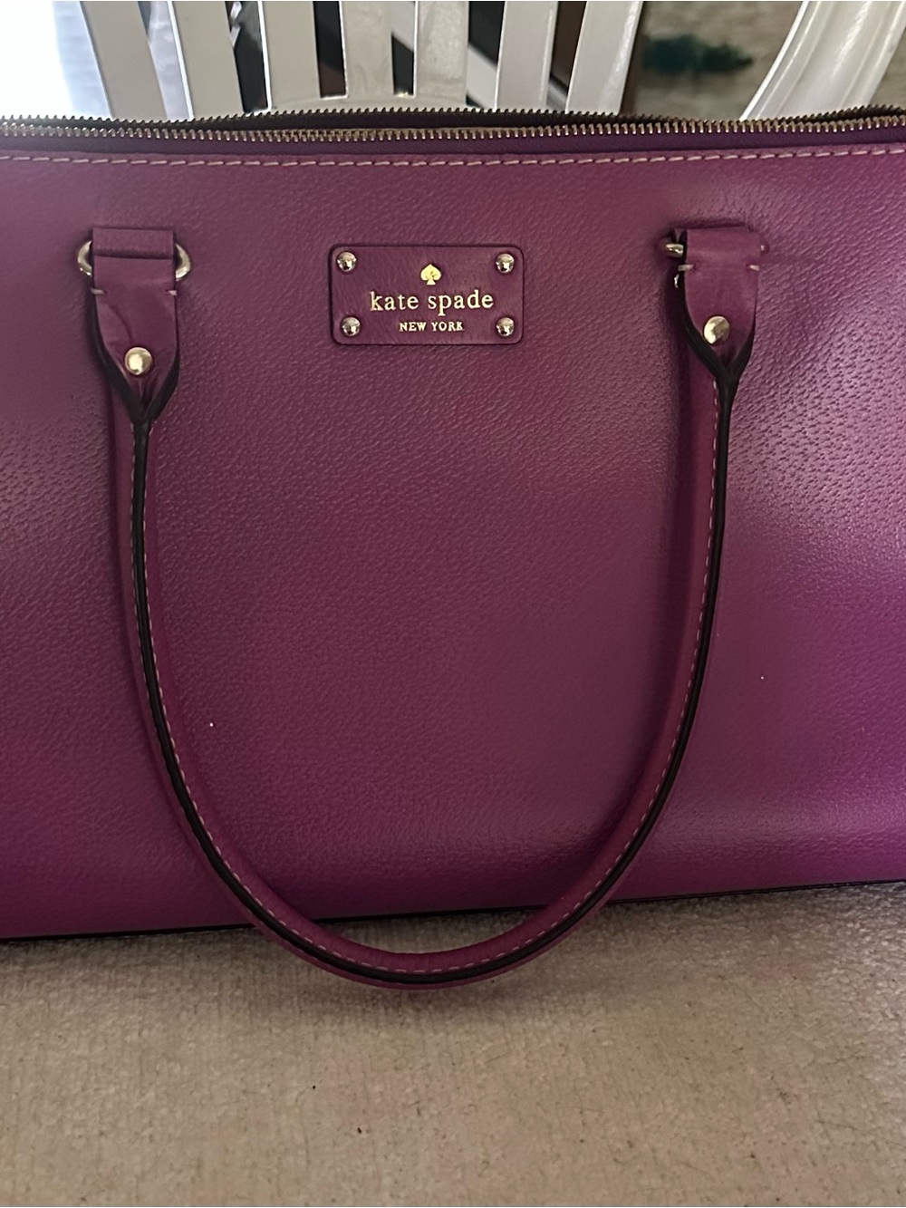 Vintage Kate Spade Plum Pebbled Leather Tote. Excellent condition